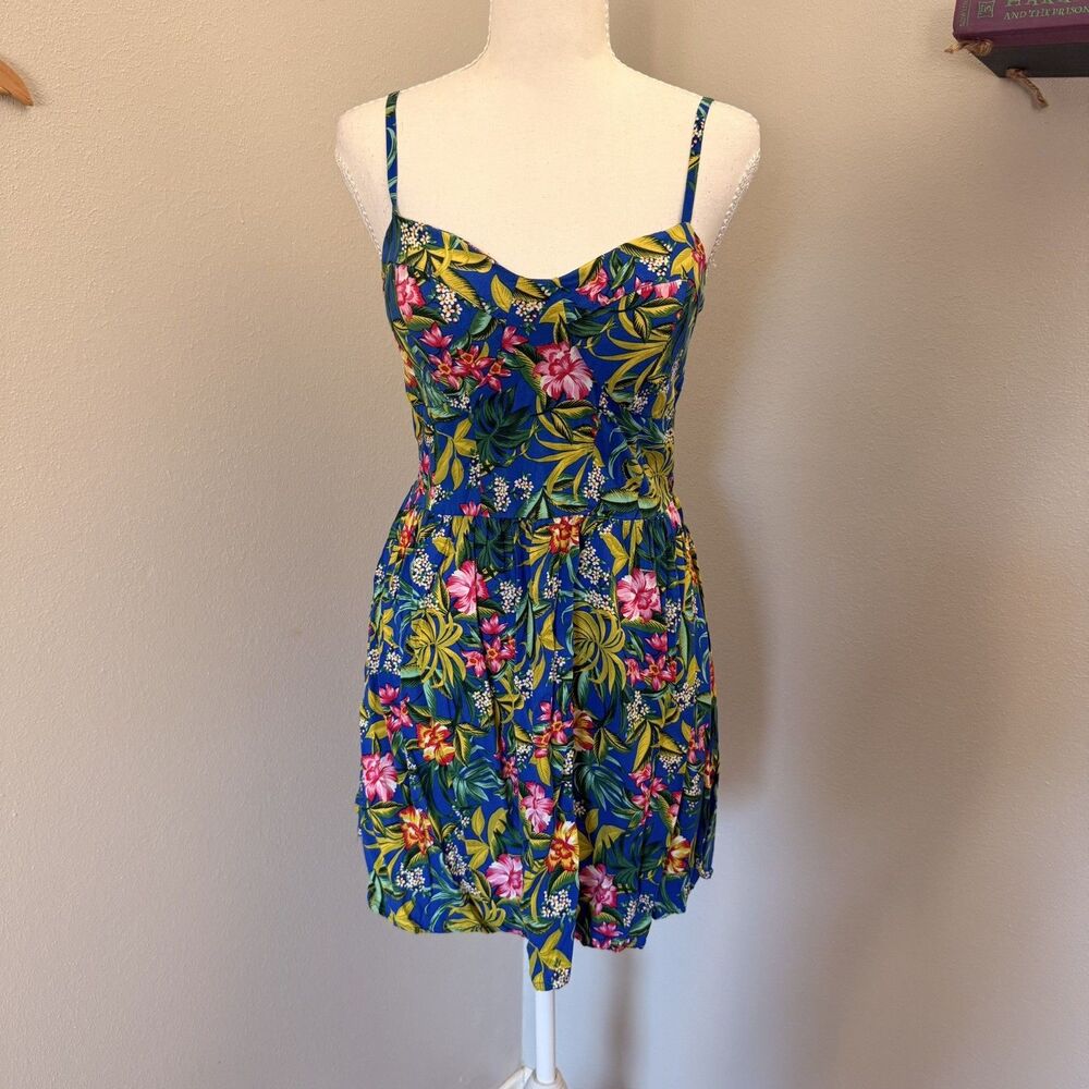 Tropical corset babydoll Fit Flare Dress Size Large Summer Tropical Beach party
